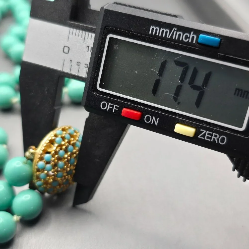 VTG Double Strand Turquoise Colored Bead Choker Necklace 15" Gold-Tone Box Clasp - Picture 11 of 15
